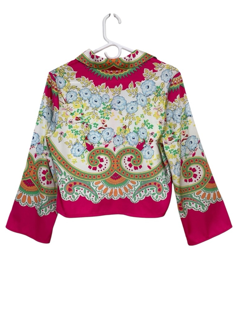 Maison D Amelie Pink Floral Paisley Button Front Top - Picture 2 of 5